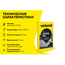 Клей для облицовки фасадов камнем и керамогранитом VETONIT ULTRA FIX  25 кг